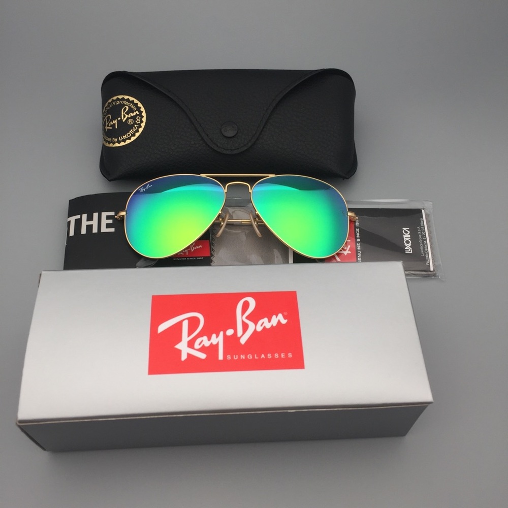 RB3025 112/19 Aviator Sunglasses Gold Green Metal